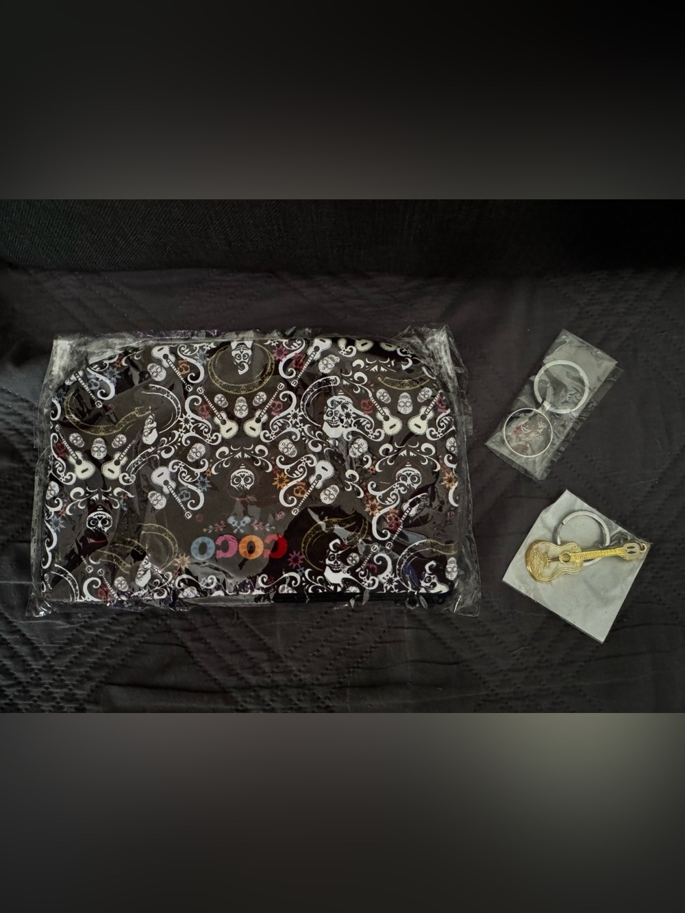 COCO make up bag/pouch with COCO and guitar keychains